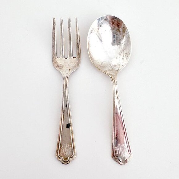 WEBSTER CO STERLING SILVER CHILDS FORK AND SPOON SET - Picture 1 of 10